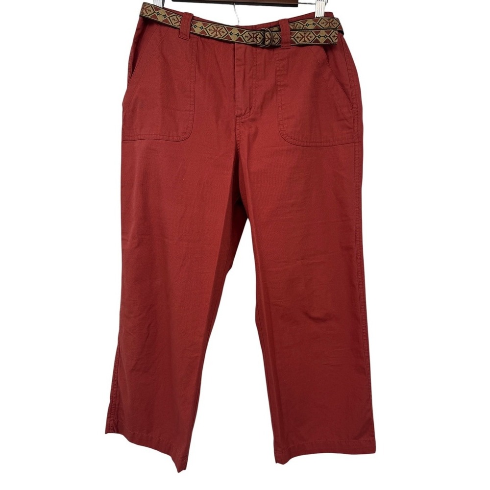White Stag Capri Pants Womens 8 Average Cayenne Red Crop Pants Belt Cotton 30x22